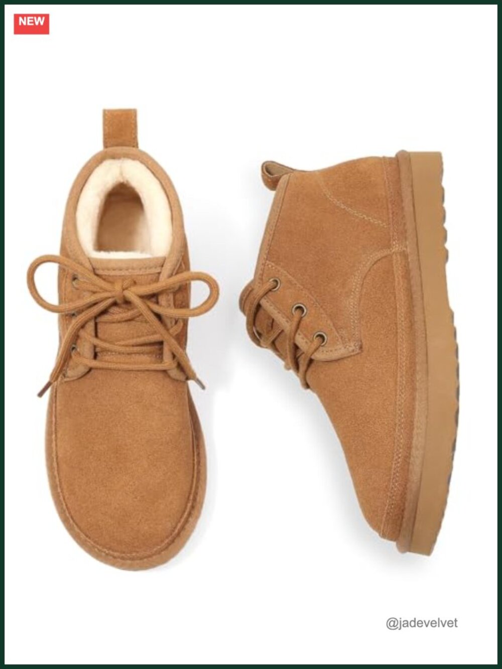 Genuine Suede Fur Lined Ankle Snow Boots Lace Up Winter